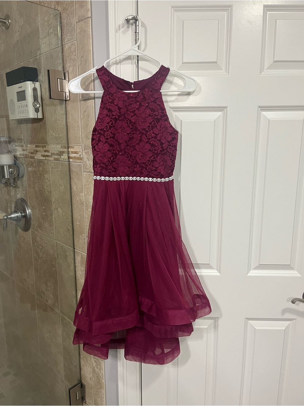 Speechless Girls Burgundy Lace High Low Formal Dress Size 12